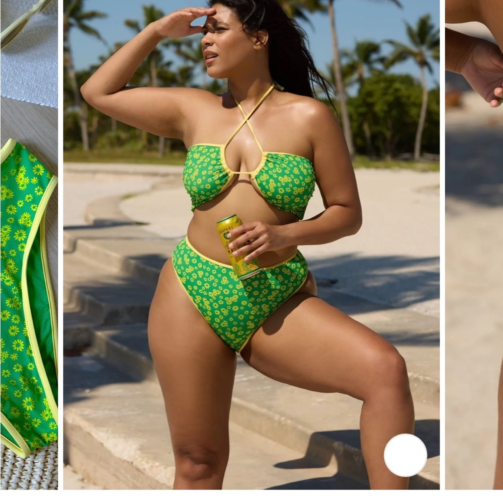 Green Floral Bikini Set (Reversible) Monaco Bottom and Top